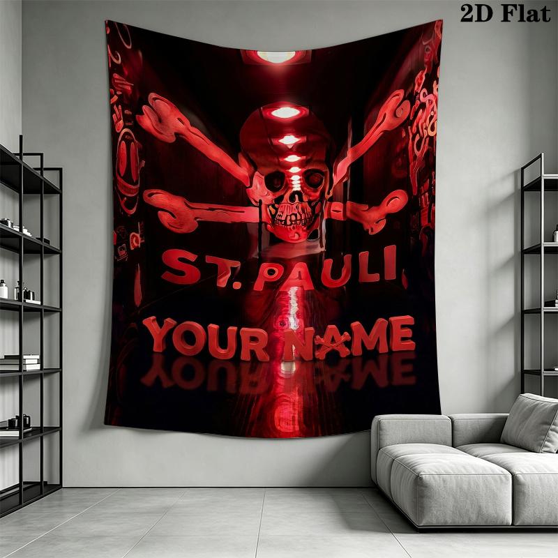 Custom Name ST.pauli Wall Tapestry Aesthetic Wall Hanging Printed Fabric Blanket Decorative Tapestries for Bedroom Living Room Home Decor