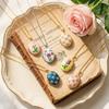 Titanium Steel Enamel  Necklace Openable Glazed Flower Choker Photo Locket Pendant Necklace  Girl