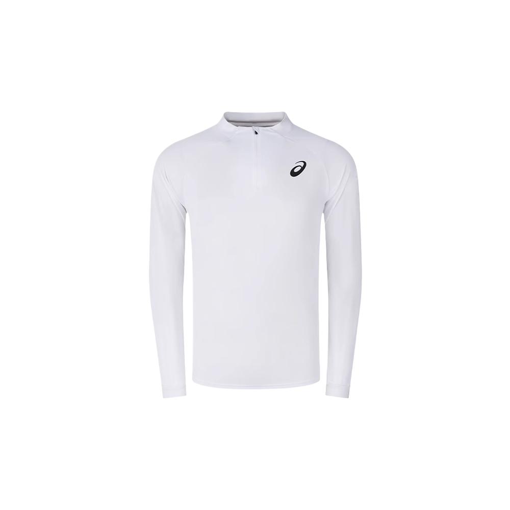Asics Comfortable Soft Quick-Dry Breathable Lightweight Knitted Pullover Stand Collar Long Sleeve T-Shirt Men Tops White 2041A321-100