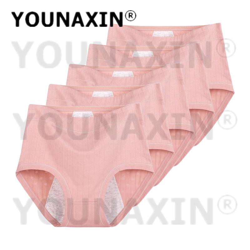 

5 Pieces Women Menstrual Period Underwear Big Size Briefs Lingerie Undies Cotton Large High Waist Panties XL 2XL 3XL 4XL 5XL 6XL 3XL(65-75kg)&1 Set
