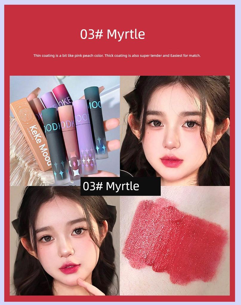 Fashion Lip Lacquer Purplish Gray Matte Finish Lipstick Peach Heart Wood Taupe Genuine Goods Waterproof Niche Style Brand Student