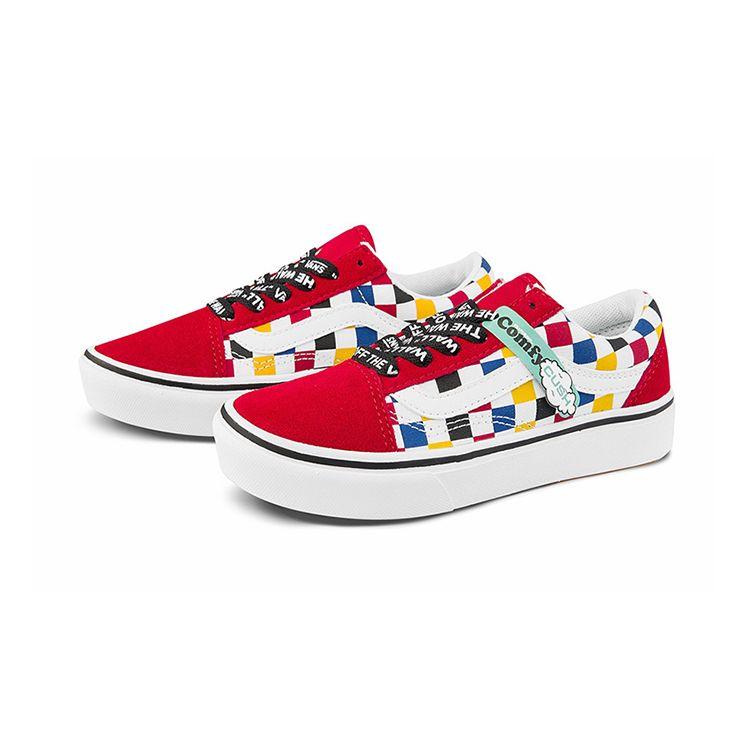 Vans Old Skool Series Canvas Checkerboard Trendy Versatile Sports Low-Top Kids Skate Shoes Red White Blue Color Block Kids Sneakers VN0A4U1Q2JR