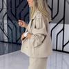 2025 Autumn/Winter Cross-border European and American Casual Closed-sleeve Suit Buttoned Cardigan Long-sleeve Jacket Loose Wide-leg Pants Set