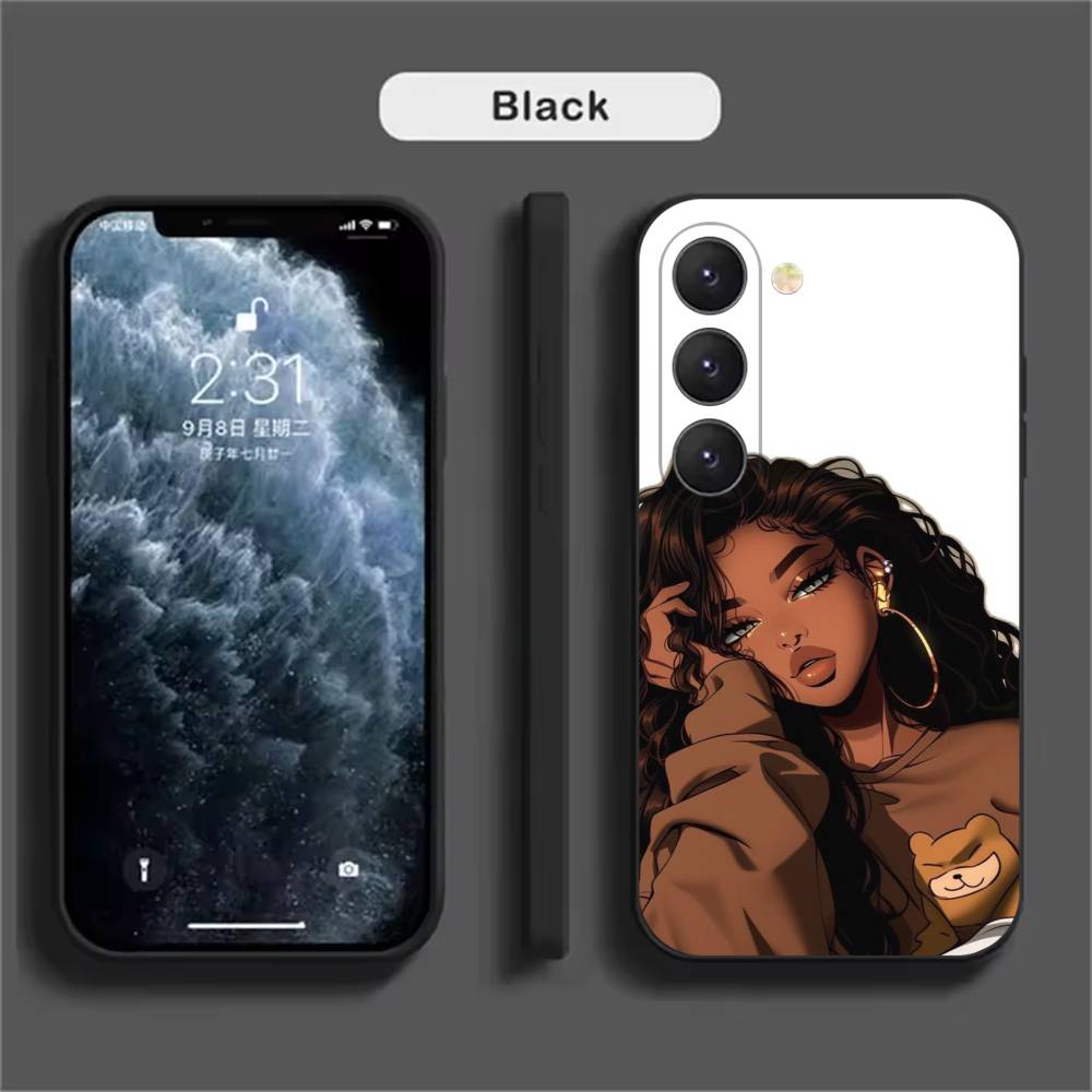 Afro Black Girls Cartoon  Phone Case For Samsung Galaxy A52 A42 A32 A22 A12 A02S A72 A73 A51 A41 A31 A21S A71 A40 A30S A20S