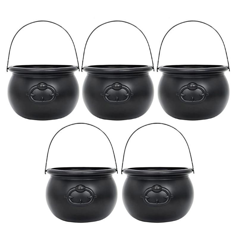 Black Witch Themed Candy Pail Black Cauldron Decoration Props for Halloween Parties Irish Parties Table Centerpieces