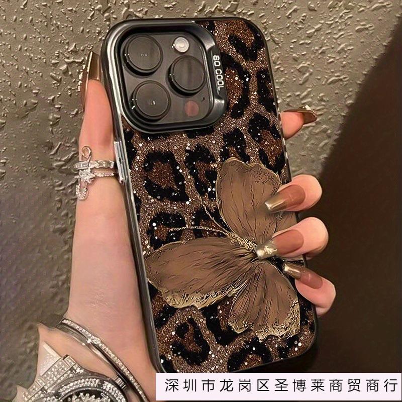 Leopard print butterfly is suitable for Apple 16plus mobile phone case iPhone16/15/14 advanced sense 11 new 12 anti-drop