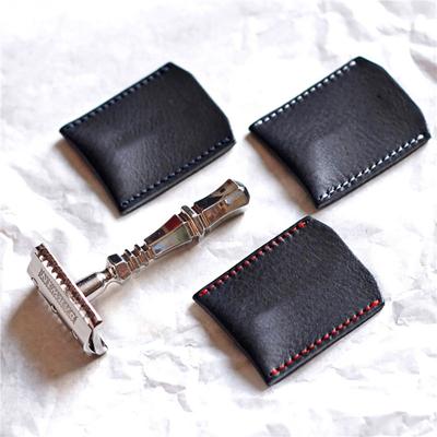 1Pc Double Edge Safety Razor Head Sleeve Protective Case Leather Without Razor