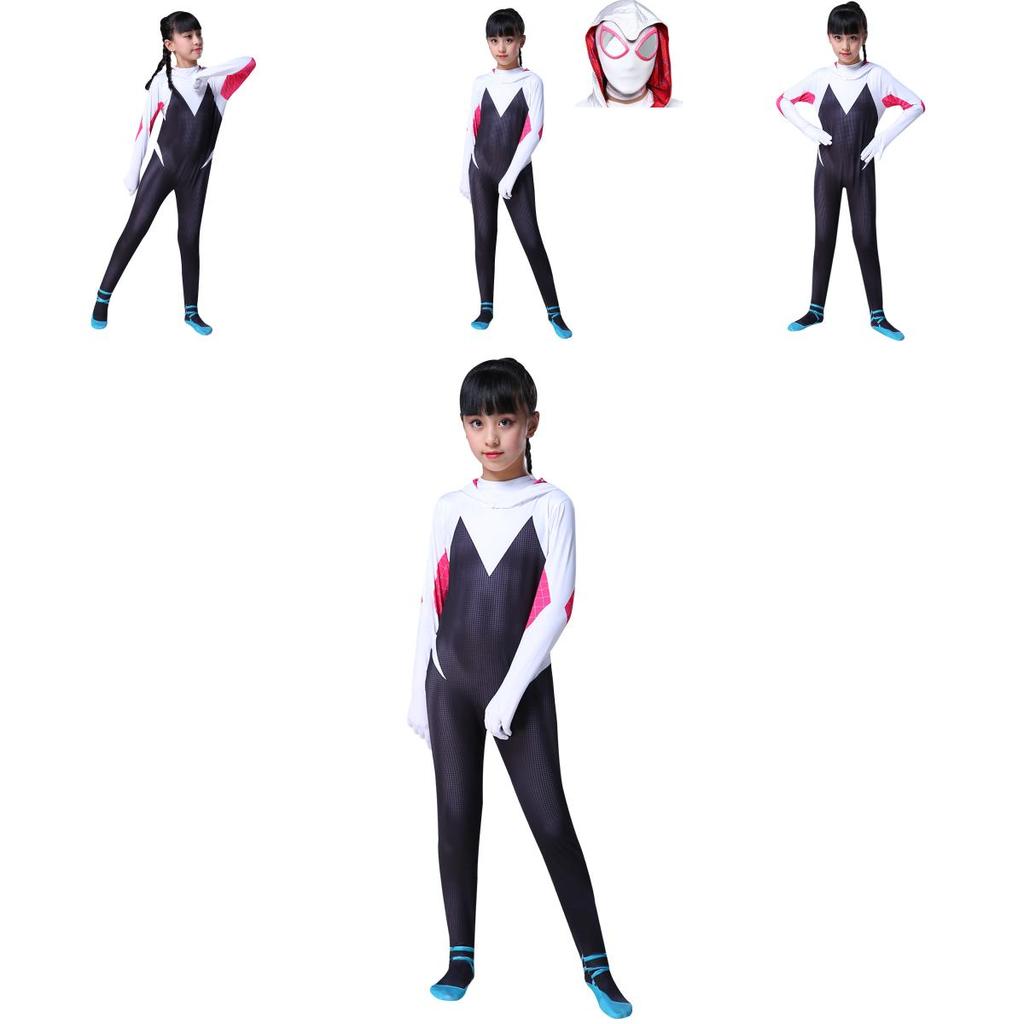 Vibrant Spider-man Into The Spider-verse Gwen Stacy Kids Costume Jumpsuit For Playful Adventures