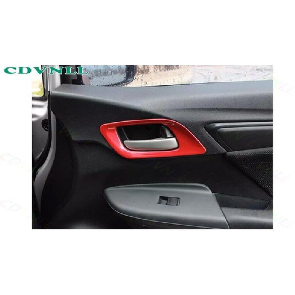 Inner Door Handle Decor Frame Cover Trim For Honda Fit/Jazz 2014- Bright Red