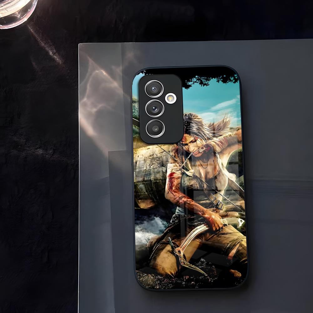 Tomb Raider Phone Case Glass For Samsung Galaxy S23 S24 S25 S21 S22 S20 Ultra Fe Plus A34 A54 A24 A52 A16 A53 M54 Cover