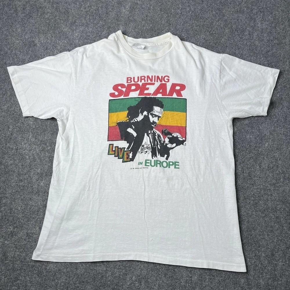 Винтаж 1988 года Футболка Burning Spear Live In Europe Tour 1 сторона репринт PA184 Унисекс Футболка L