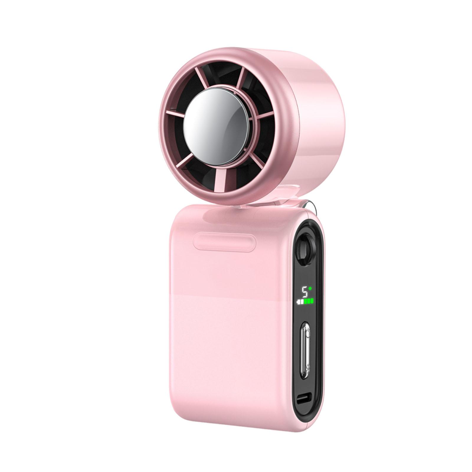 Rechargeable Mini Personal Fan with LED Display & Foldable Design Small Makeup Fan for Outdoor Camping Travel Women Men Gift розовый