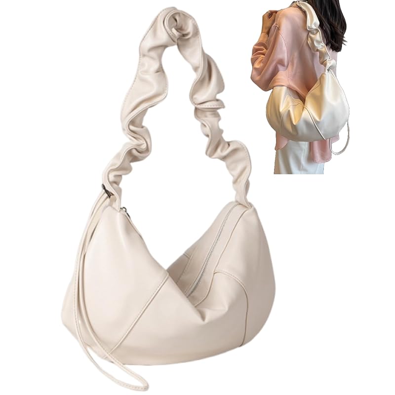 

[GRHONC] shoulder bag ladies 3way Crossbody Shoulder bag handbag adjustable length large capacity lightweight PU leather (white)