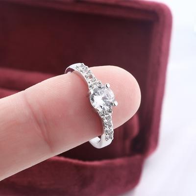 Classic Full Diamond Zircon Shape Silver Ring Ladies Fashion Light Luxury Ring Jewelry Explosive Gift Accessories