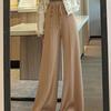 2025 Women's High-Waisted Slimming Wide-Leg Knitted Pants - Autumn/Winter Style, Loose Fit, Straight-Leg Design