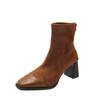 Thick Heel Short Boots Women's 2025 New Autumn and Winter Women's Boots Square Head Short Boots High Heel Martin Boots Zipper Thin Boots