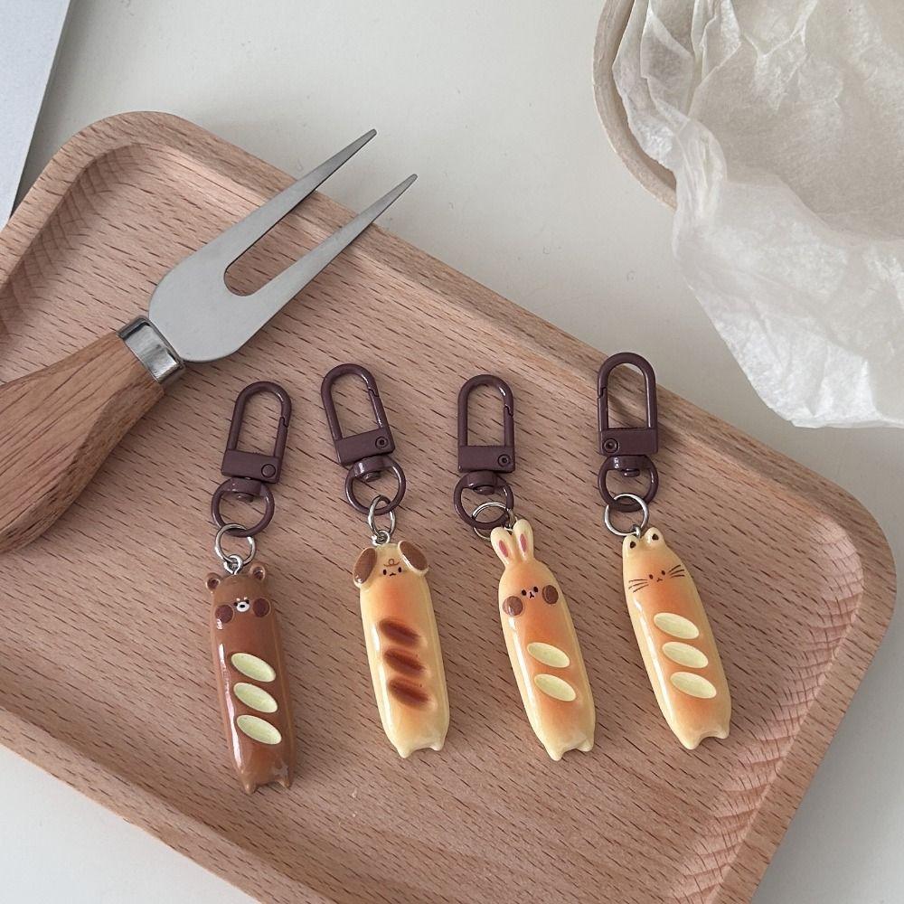 

Dog French Bread Bear Keychain Rabbit Cat Bag Hanging Cute Bread Puppy Pendant Backpack Decor dog