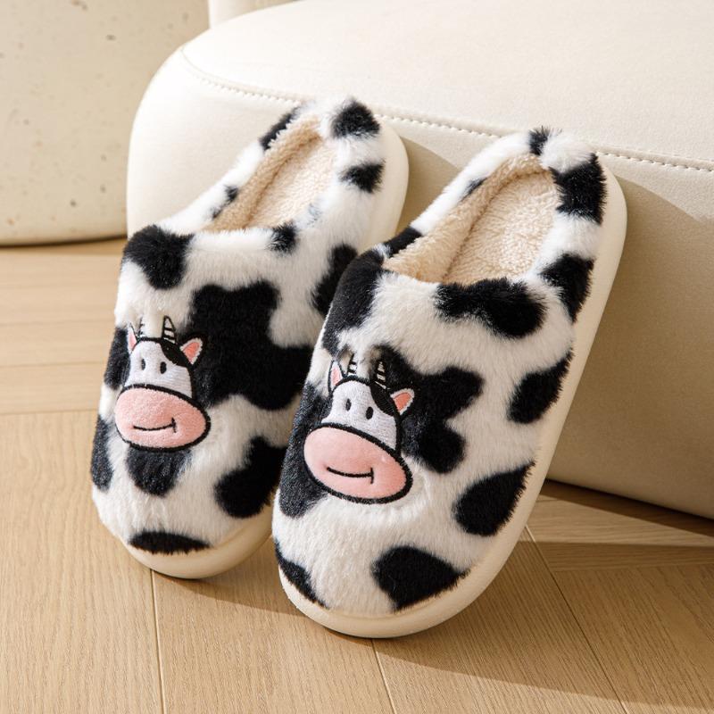 Cute cartoon cow cotton slippers cross-border student Korean version indoor non-slip warm Mao Mao shoes cross-border spot