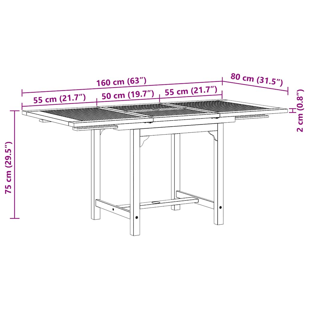 5 Piece Teak Wood Outdoor Dining Set