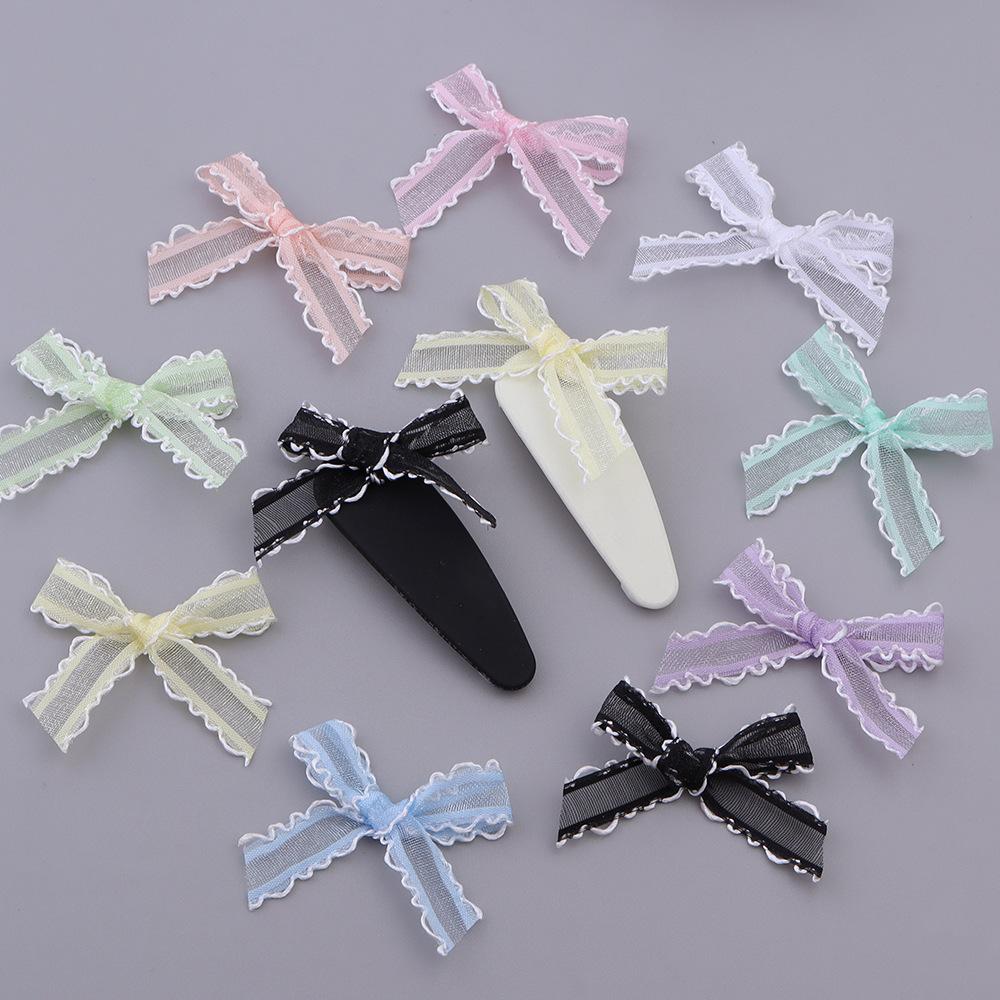 20pcs/pack 3.5X4cm Gauze Bows Colorful Small Size Satin Ribbon Bowknot Flower for Craft Handwork DIY Party Decoration Supplies