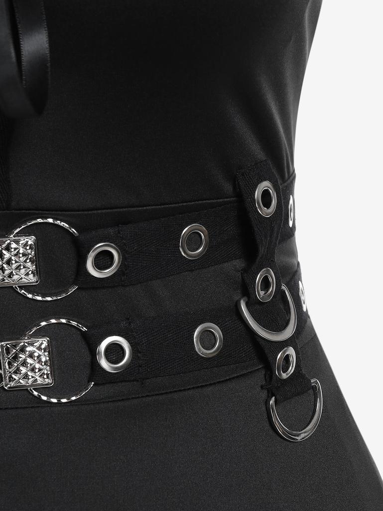 Rosegal – Eng anliegendes und ausgestelltes Kleid mit Schnürung und Ösen in Übergröße