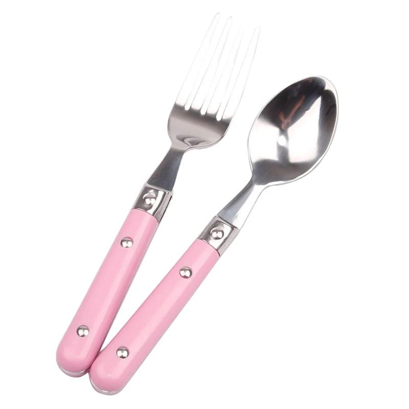 3pcs/set Portable Blockware Set for Children Cartoons Western Cutlery  304 Stainless Steel Knife Fork Spoon Dinner Tableware