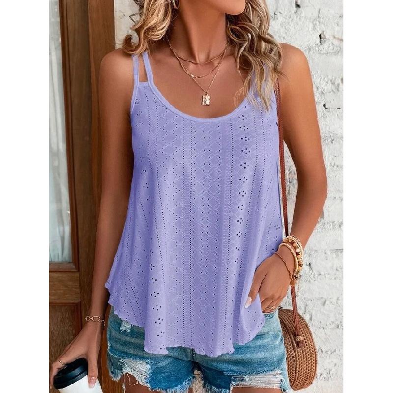 2026 Women's Double-Shoulder Strap Vest with Round Neck and Jacquard Pattern, Sleeveless Base Shirt