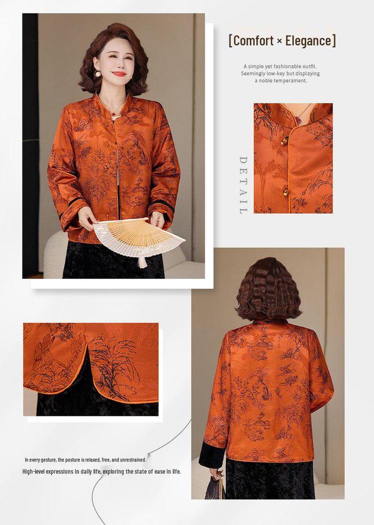 2026 Spring Retro Short Jacket for Middle-Aged Women - Chinese Style Mother's Cardigan Top for Spring and Autumn