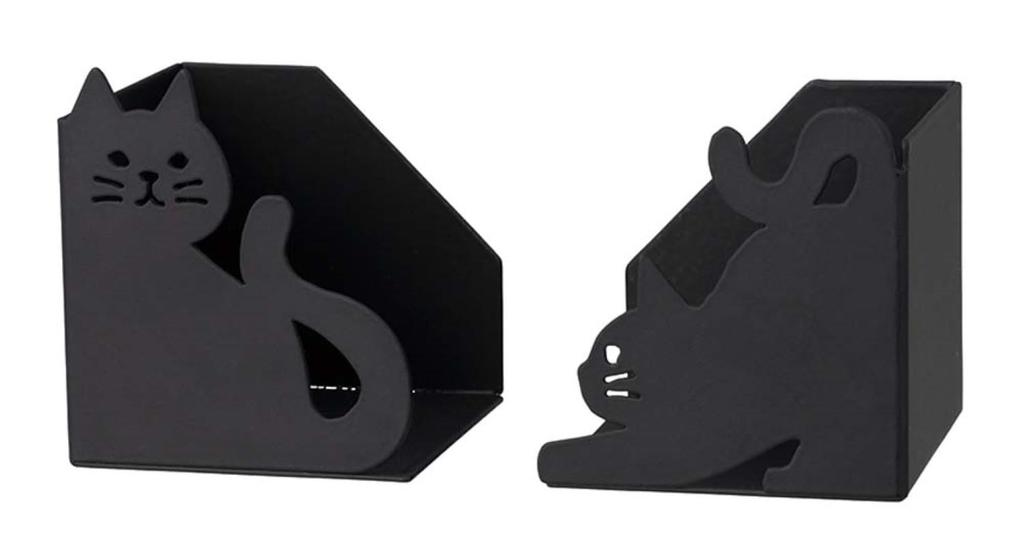 Decore Corporation Cat Deco Kitchen Wrap & Tissue Holder, Black, Size Approx. W5.8 D13 H6.5 SL-38457