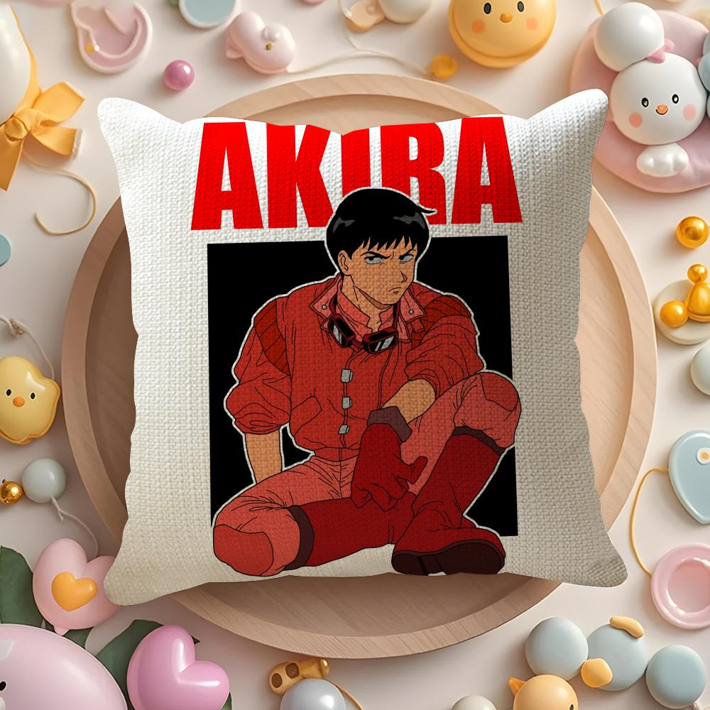 A-Akira Japan Cartoon Anime Cushion Cover Natural Linen Organic Fabric Double-Sided Printing Sofa Home Decor Gift Pillow Cover