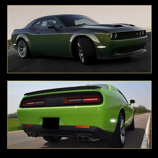 2X Clear Lens White LED Rear Side Marker Light For 2015- Dodge Challenger