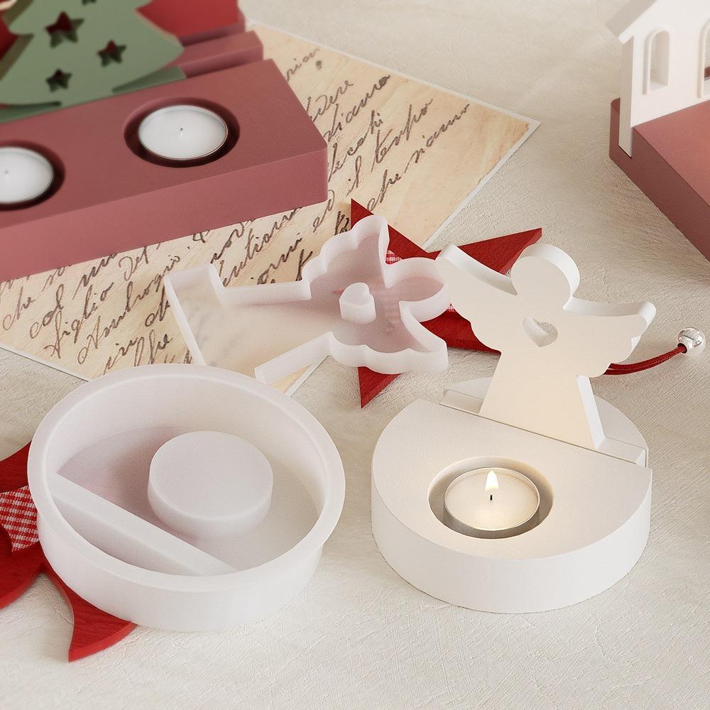 Christmas Ornaments Molds Silicone DIY Candle Holders Portable Jewelry Stand Casting Molds