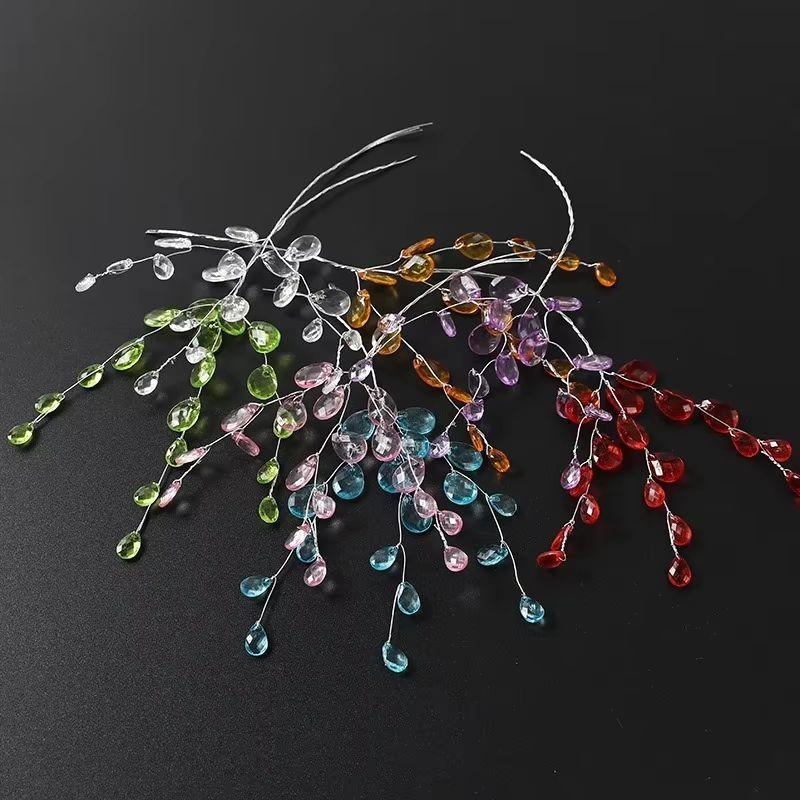 

Artificial white crystal acrylic water droplet handmade sale wedding bridal bouquet wreath hairpin DIY gift decor accessory 5pcs