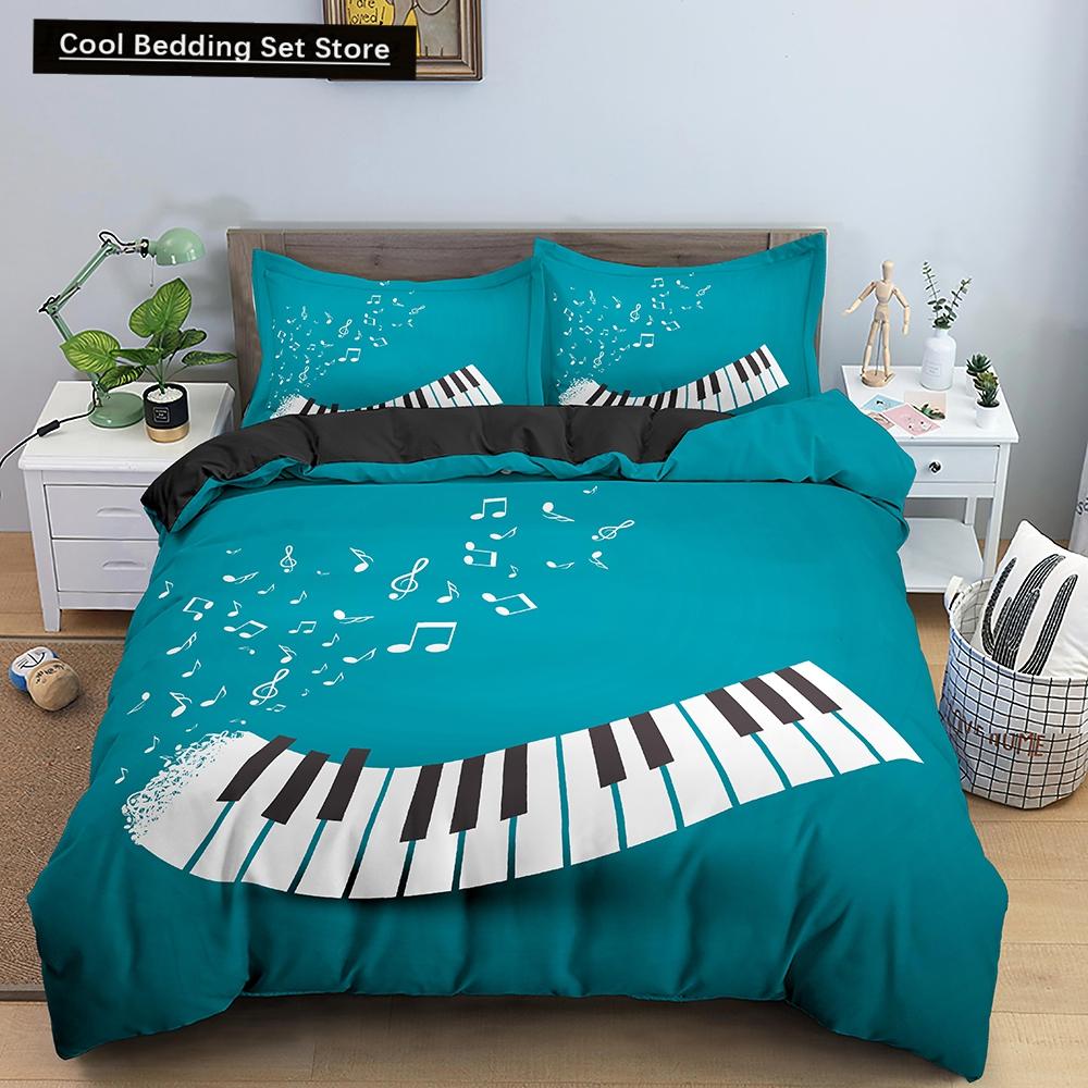 Music Notes Bedding Set for Kids Adult Duvet Cover King Queen Size Print Bed Set Home Textiles Bedclothes 2/3Pcs Duvet Cover Set