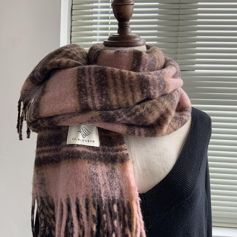 Winter Monochrome Plush Shawl Plain Lazy Style Solid Color Mohair Big Pull Warm Scarf Student Model