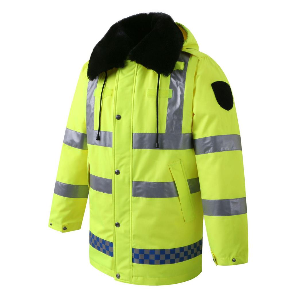 Reflective Inflatable Down Raincoat - Warm Jacket for Construction Security Guards