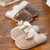 Cute Bow Cotton Slippers Home Warm Slippers Autumn and Winter Thickened Fluff Mop Couple Home Floor Slippers