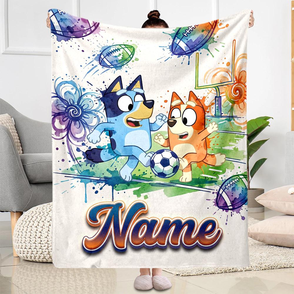 Football Fun Personalized Text Blanket Lightweight Customizable Blanket Warmthful Decor Suitable for Office Seaside Living Room Office Chair