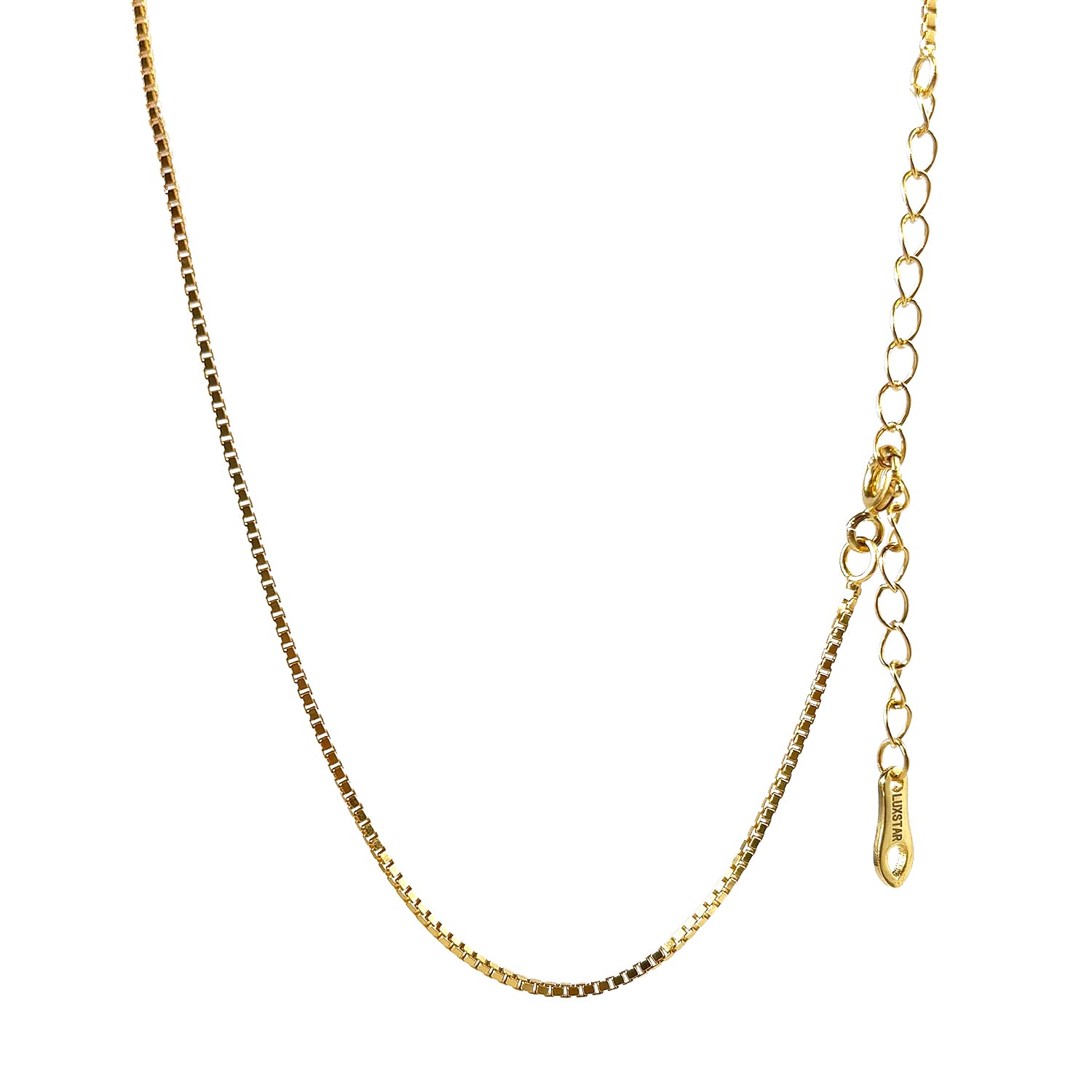 [LUXSTAR] Venetian Chain Necklace, Sterling Silver 925, Gold Plated, Men s & Women s, with Adjustable Chain (Gold, 45cm + 5cm)