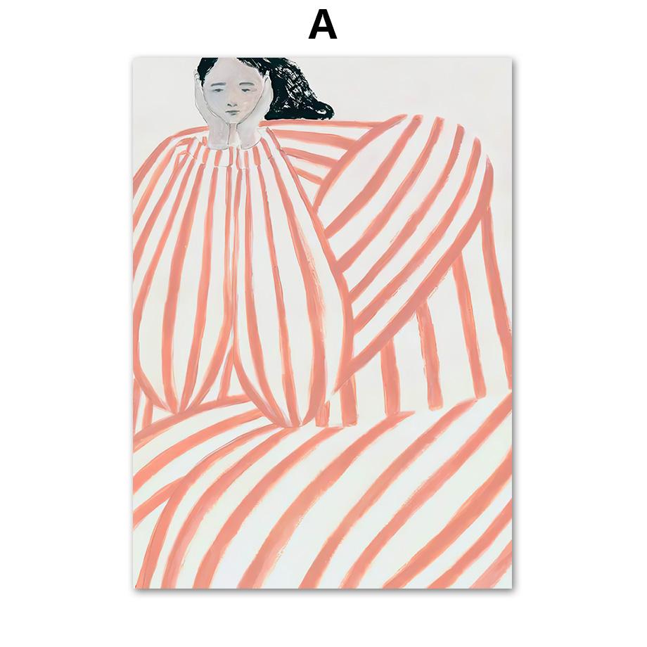 

Abstract Minimalist Gallery Painting Wall Art Canvas, Curve Line Girl, Nordic Posters and Prints, Pictures for Living Room Decor 21X30cm No Frame