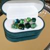 Fashion Green Crystal Stereoscopic Square Earrings for Women Shiny Geometric Different Colored Earrings Unusual Party Jewelry