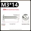 304 Stainless Steel Large Flat Head Self-Tapping Screws, TA Umbrella Head, Pointed Tail, M2-
