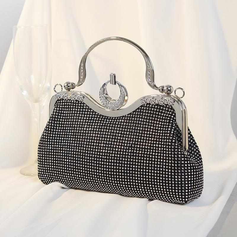 2025 New Fashion Luxury Women's Full Diamonds Evening Clutch Bag Embellished Rhinestone Wedding Party Handbag Chain Shoulder Bag