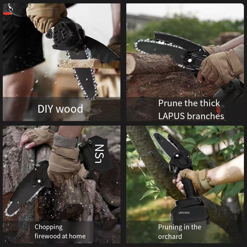 1PC Handheld Lithium Chainsaw Rechargeable Mini Chainsaw Household Single Hand Saw Outdoor Logging Electric Chainsaw Brushless Small Pruning Saw