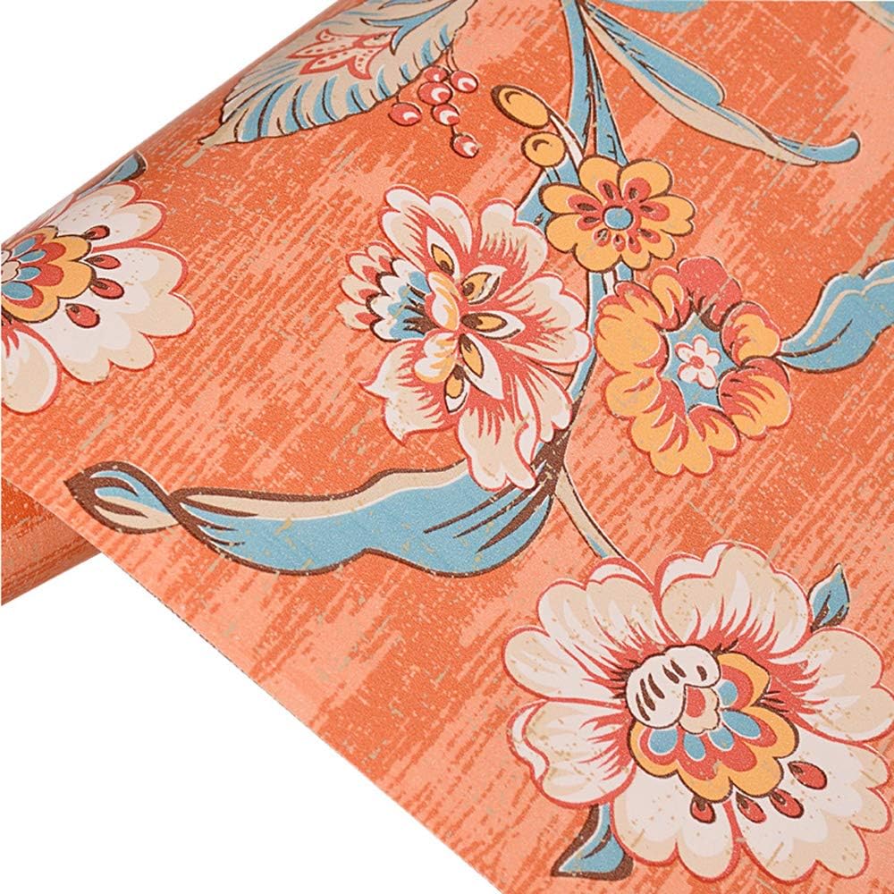 TaoGift Peel and Stick Vintage Floral Wallpaper Self Adhesive Non-Woven Flower Contact Paper Kitchen Bathroom Backsplash Wall Paper Mural Sticker
