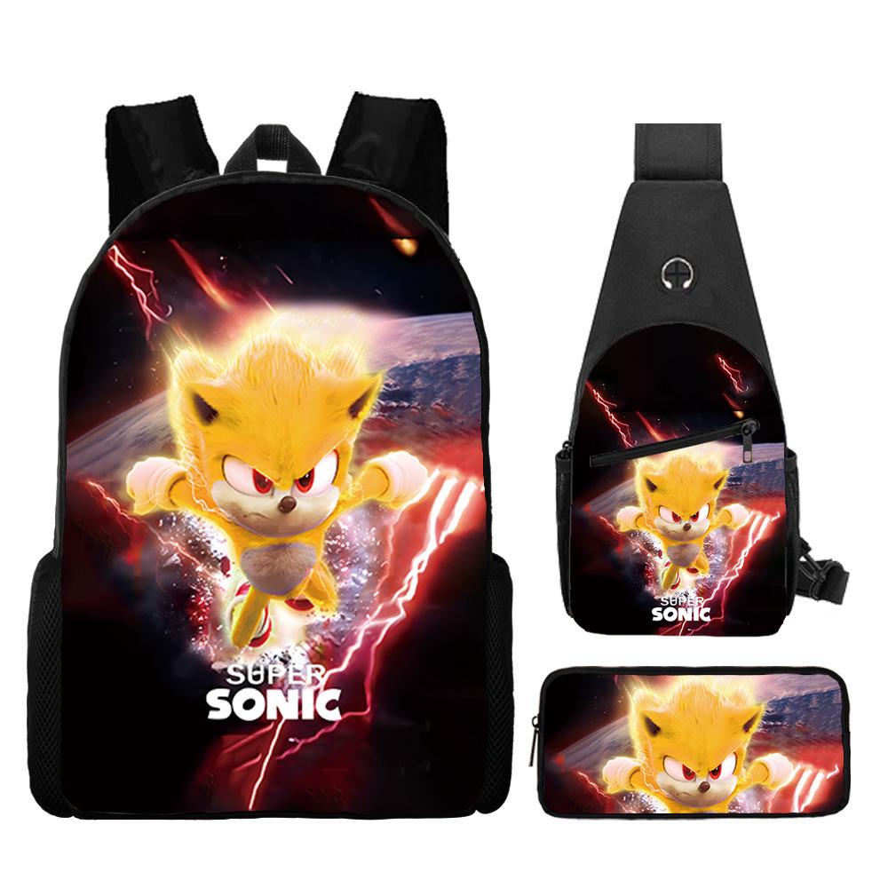 Backpack, Primary School Student Animation Schoolbag, Cartoon Backpack, Satchel, Pencil Bag, Three-Piece Set.