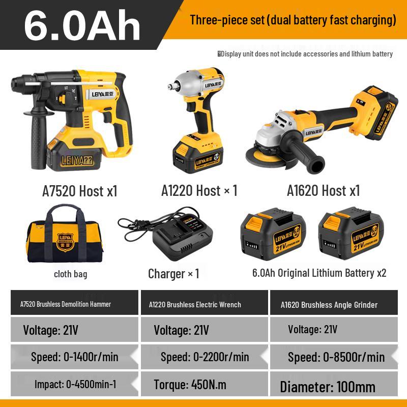Reya A1620 High Power Brushless Angle Grinder, Lithium Battery Powered Cutting and Polishing Tool