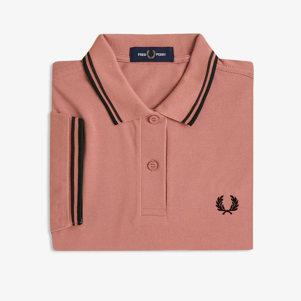 Fred Perry [G3600] Women'S Twin Tip Fred Perry Shirt - Putty Pink/Carrington Road Brick/Black Afpf2513600-Z10