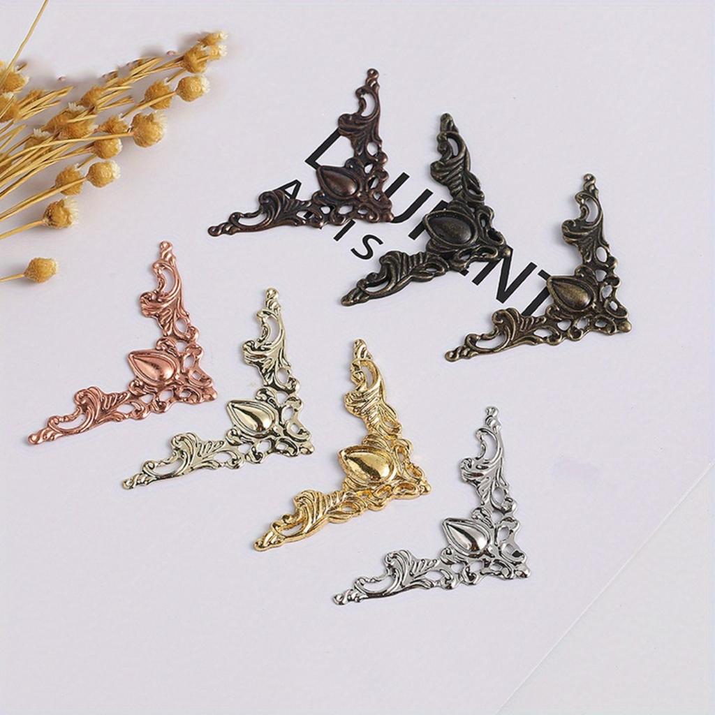 10pcs Vintage Style Metal Iron Corners Decor For Books Scrapbooking Photo Albums Menus Corner Protectors Metal Decoration DIY Ornament Crafts