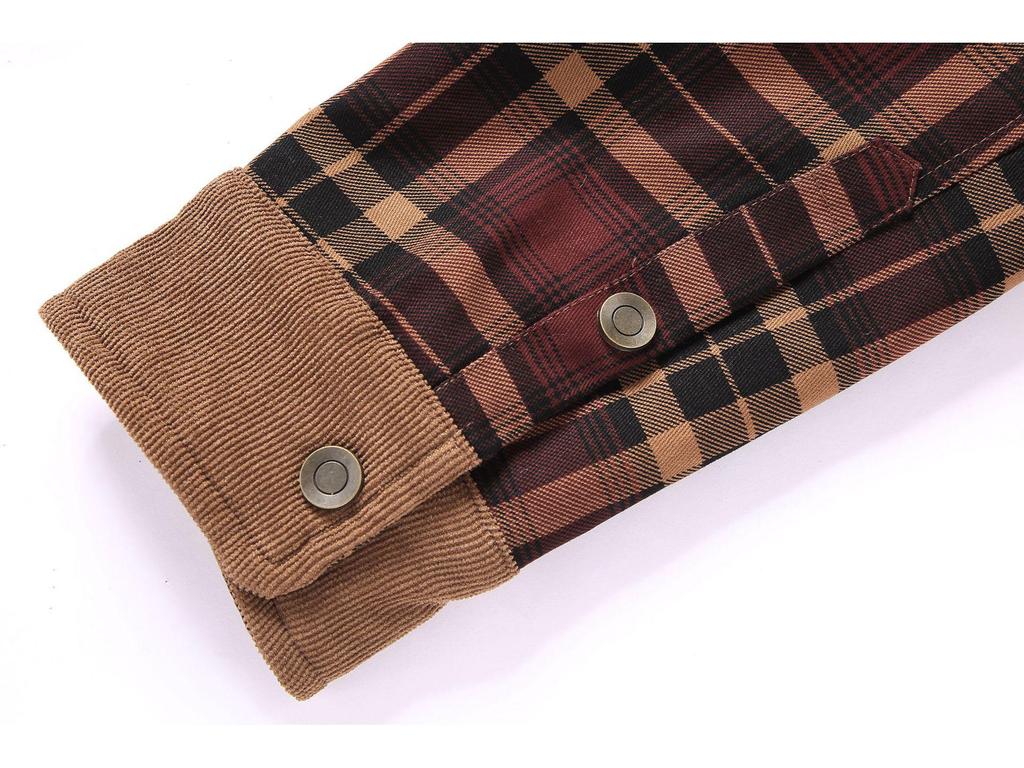 Pánská zimní kostkovaná bavlněná bunda s fleecovou podšívkou - Evropská velikost, k dispozici plus size